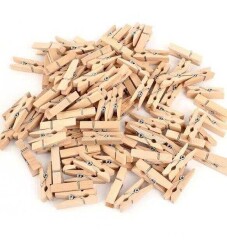 Ahşap Doğal Mini Mandal - (100 Adet) - 