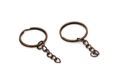 Antique Chain Keychain Ring - 30mm - 1